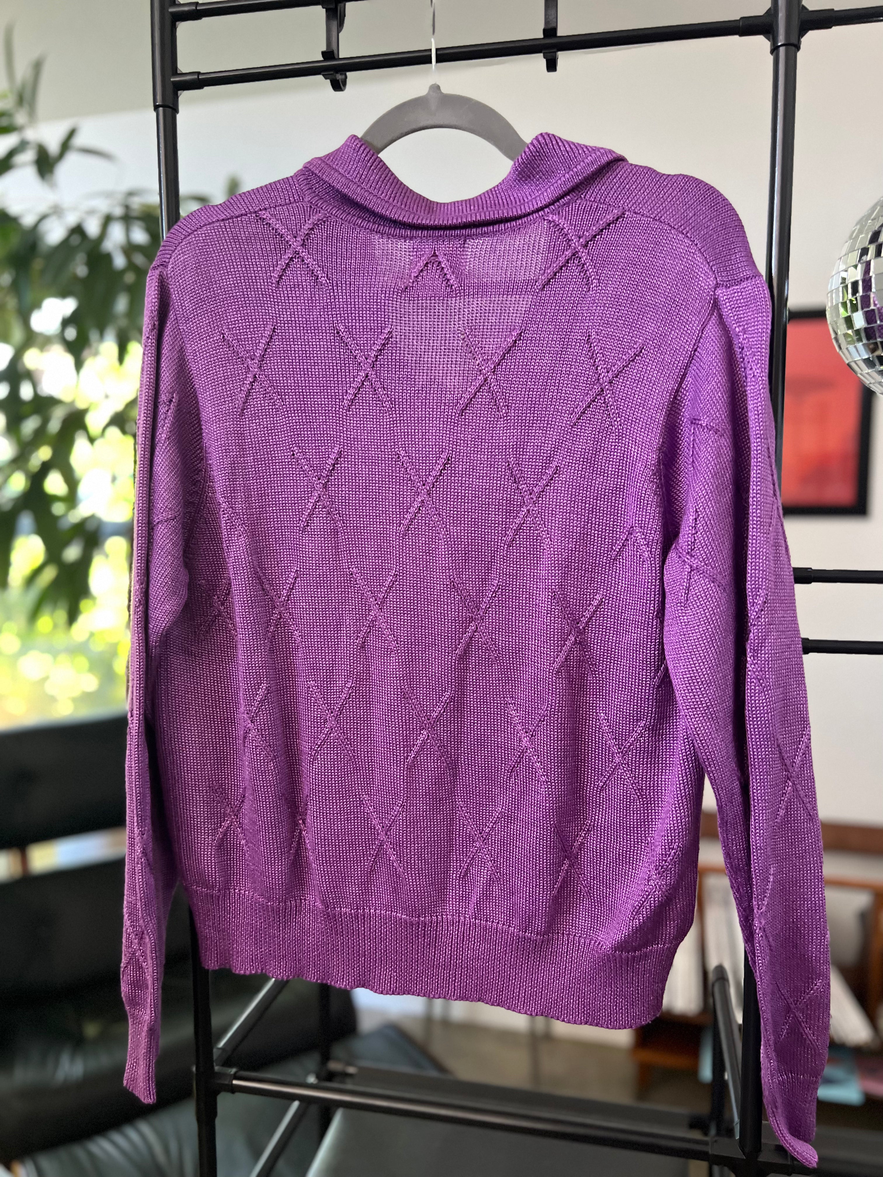 1980's Purple Handloomed Italian Cardigan- NWT
