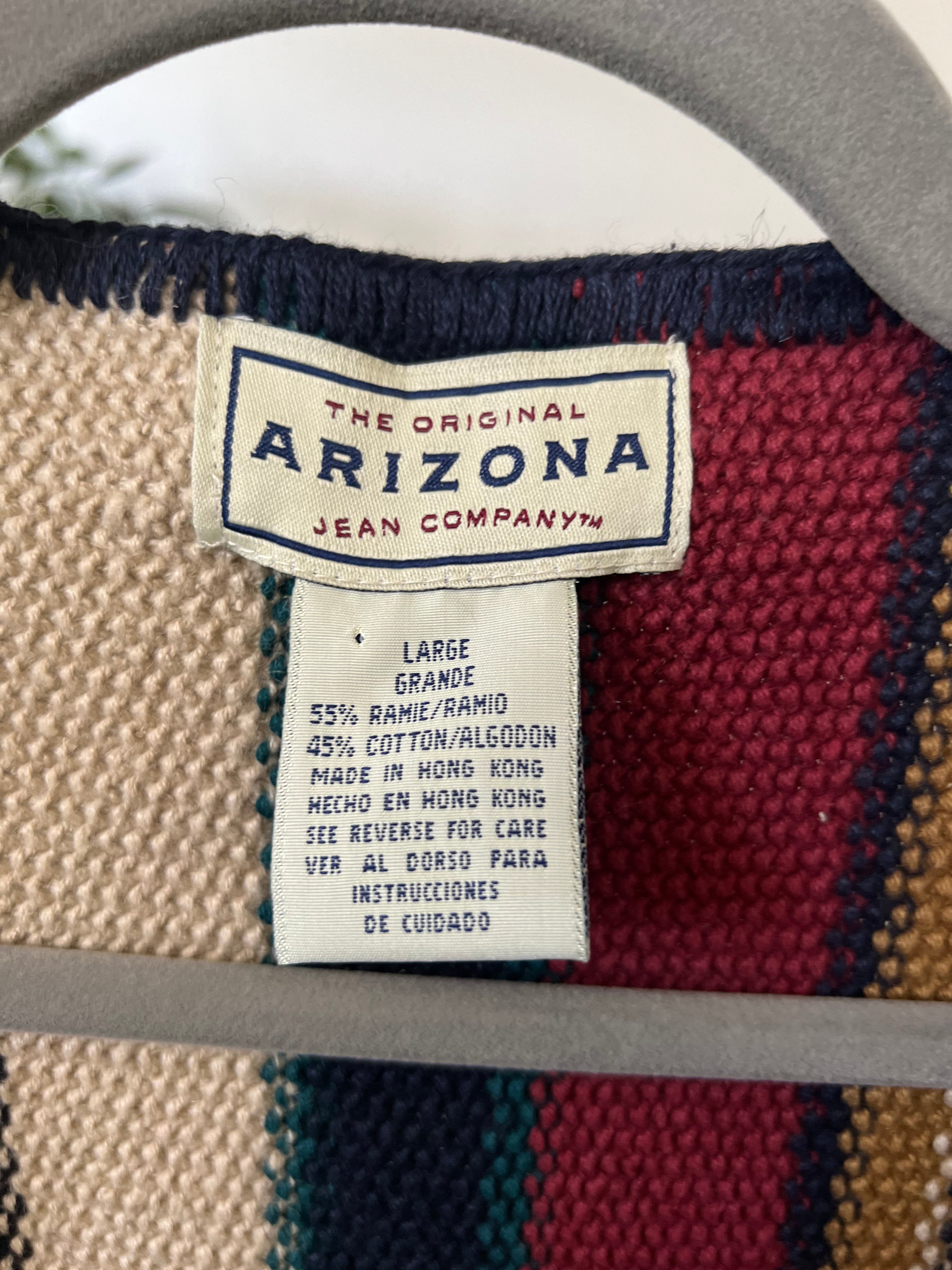 1990's Arizona Jeans Striped Woven Vest