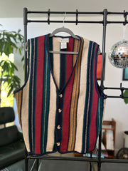 1990's Arizona Jeans Striped Woven Vest