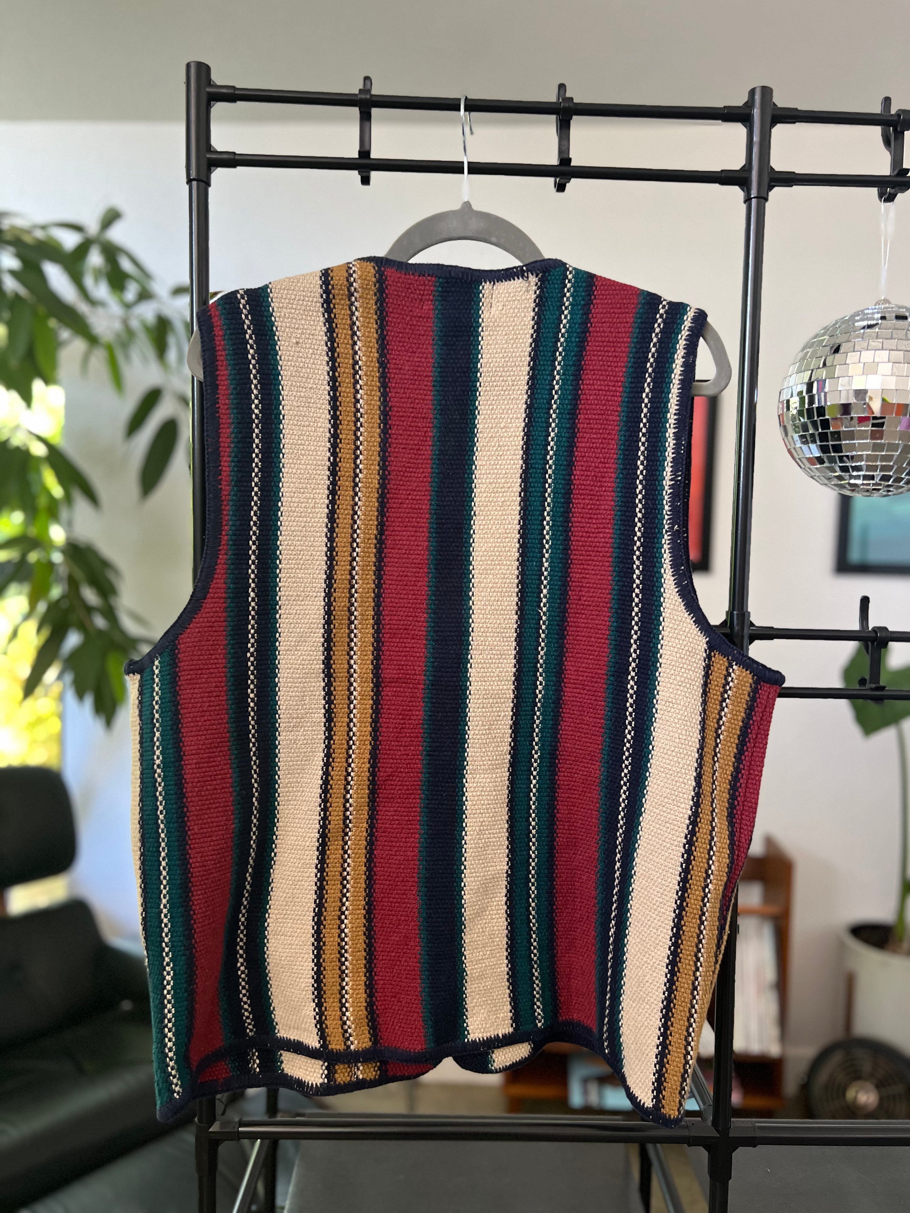 1990's Arizona Jeans Striped Woven Vest