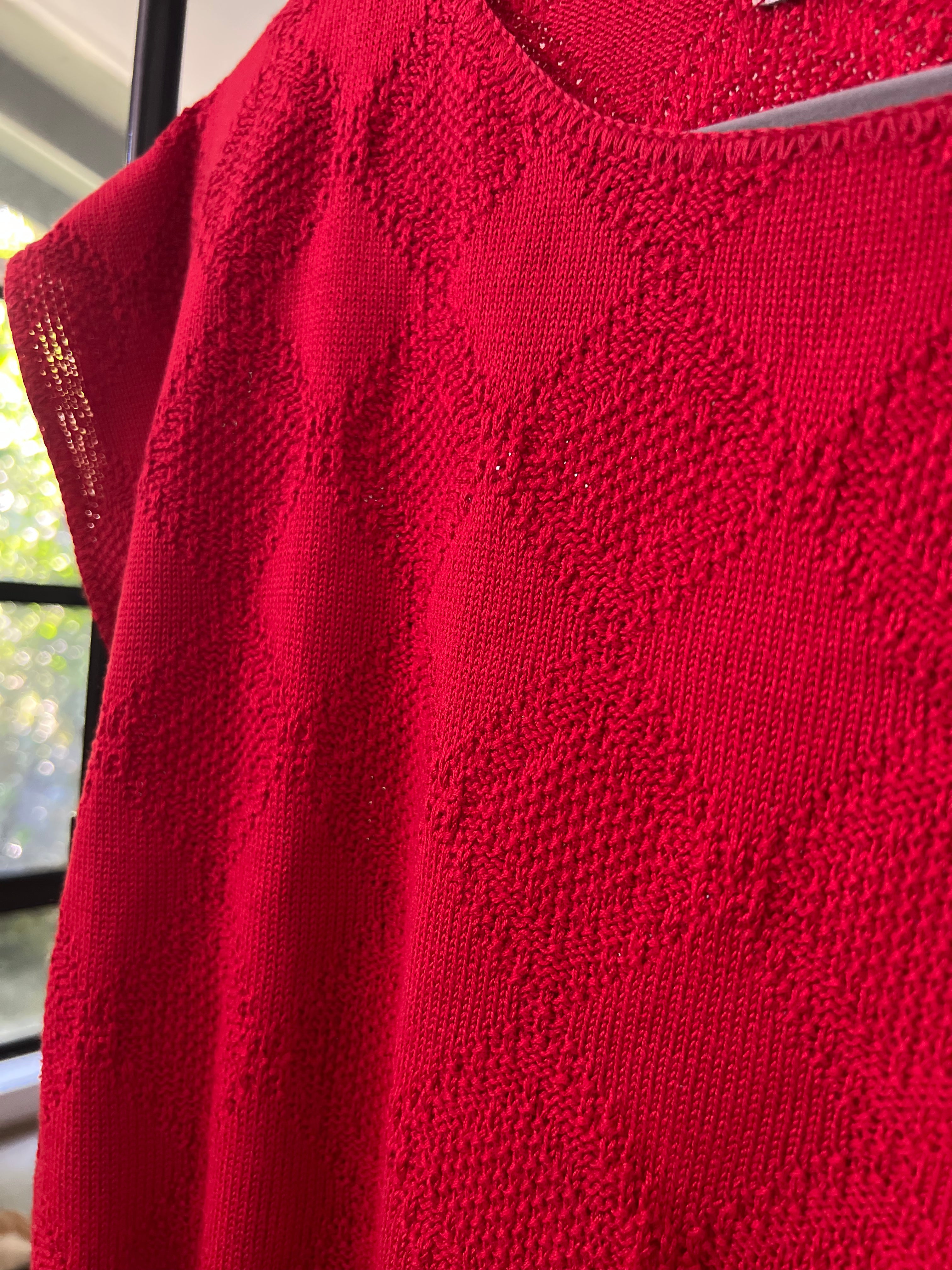 1980's Red Knit Short-sleeve Sweater