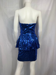 80/90's Blue Peplum Sequin Dress