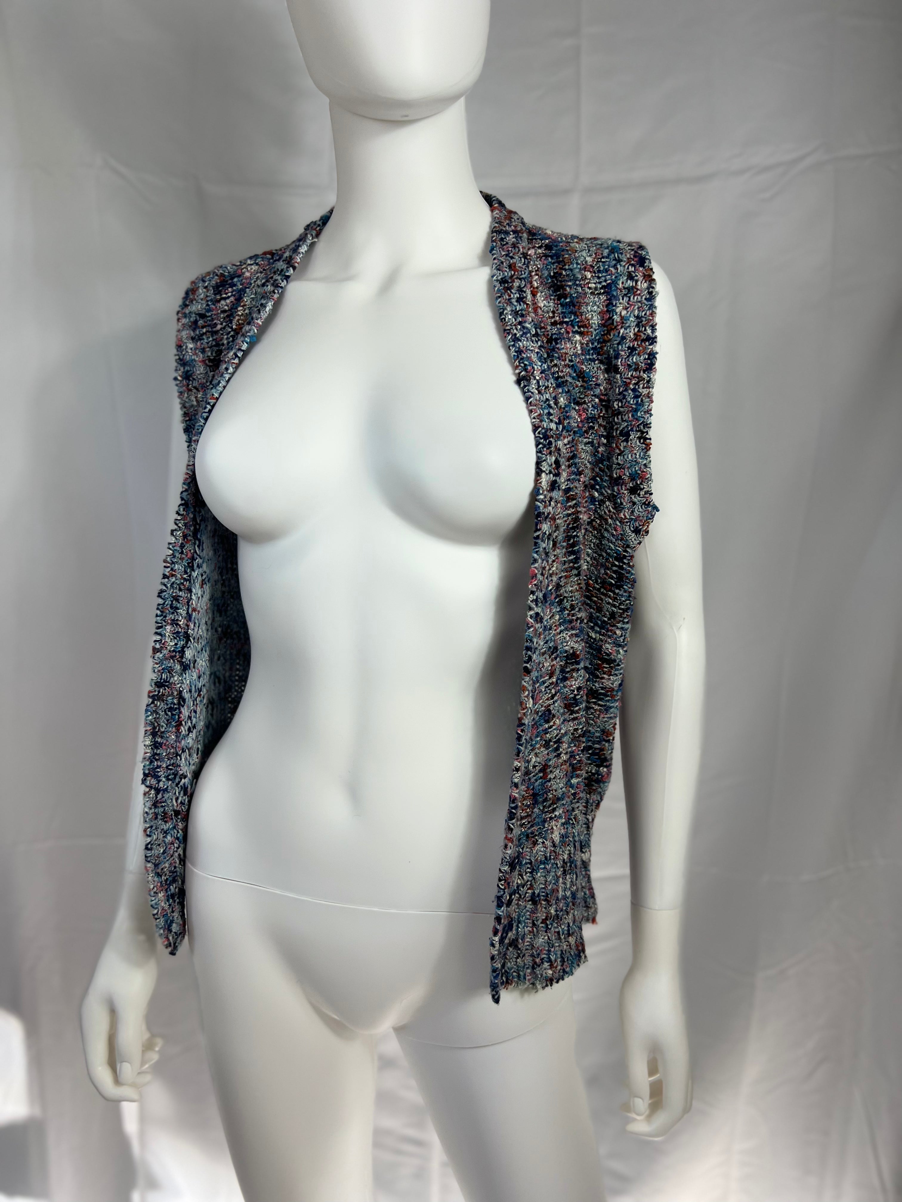 1980-90's Knit Vest, Multi-Color Open Vest