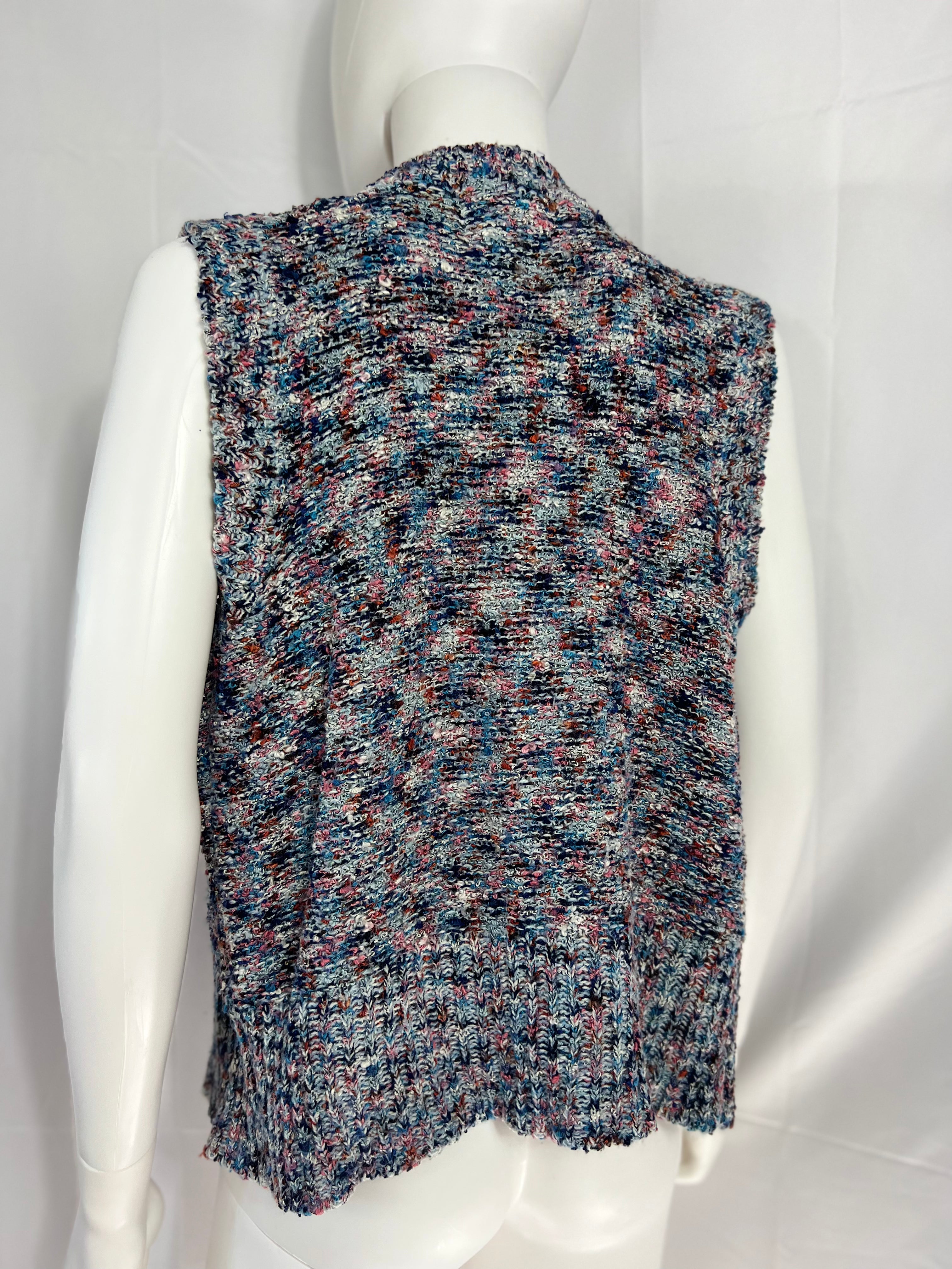 1980-90's Knit Vest, Multi-Color Open Vest