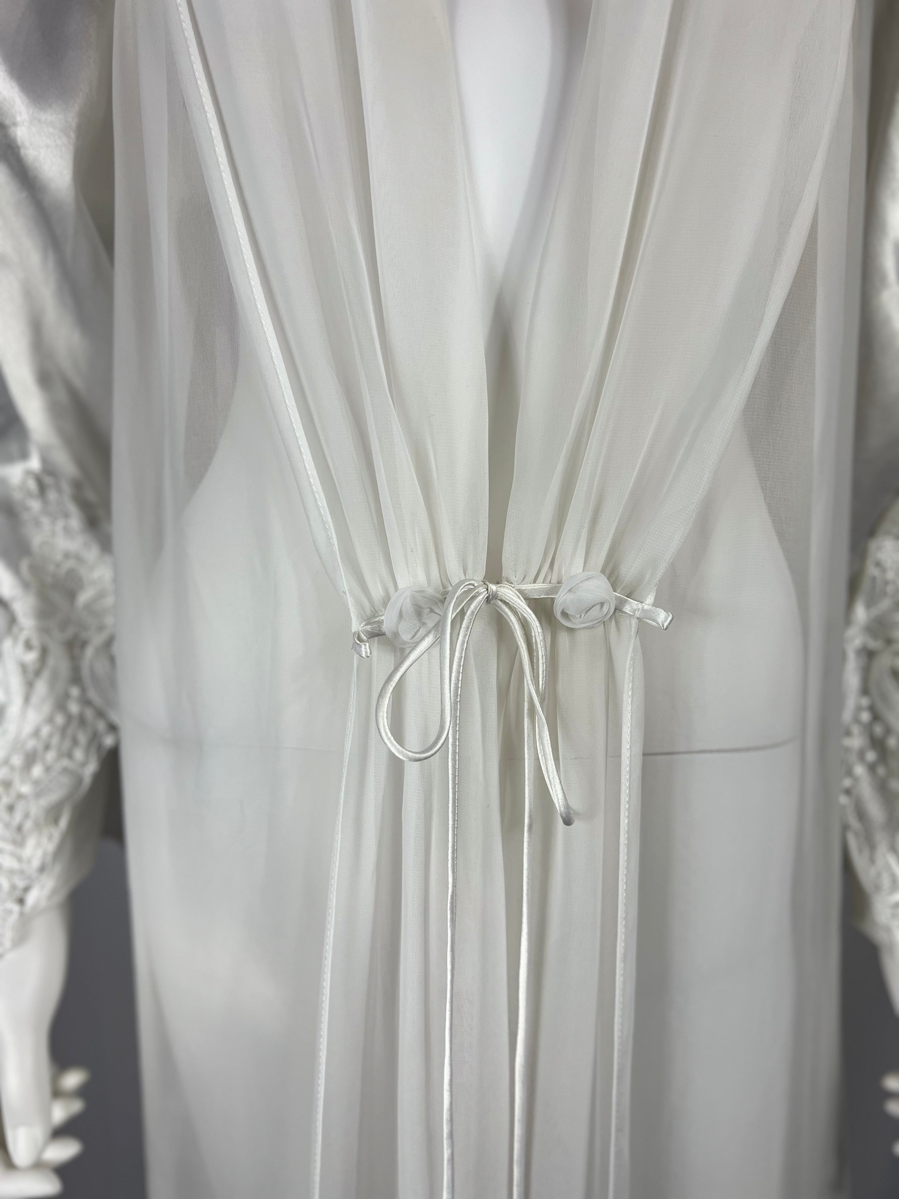 1980's White Sheer Bridal Robe