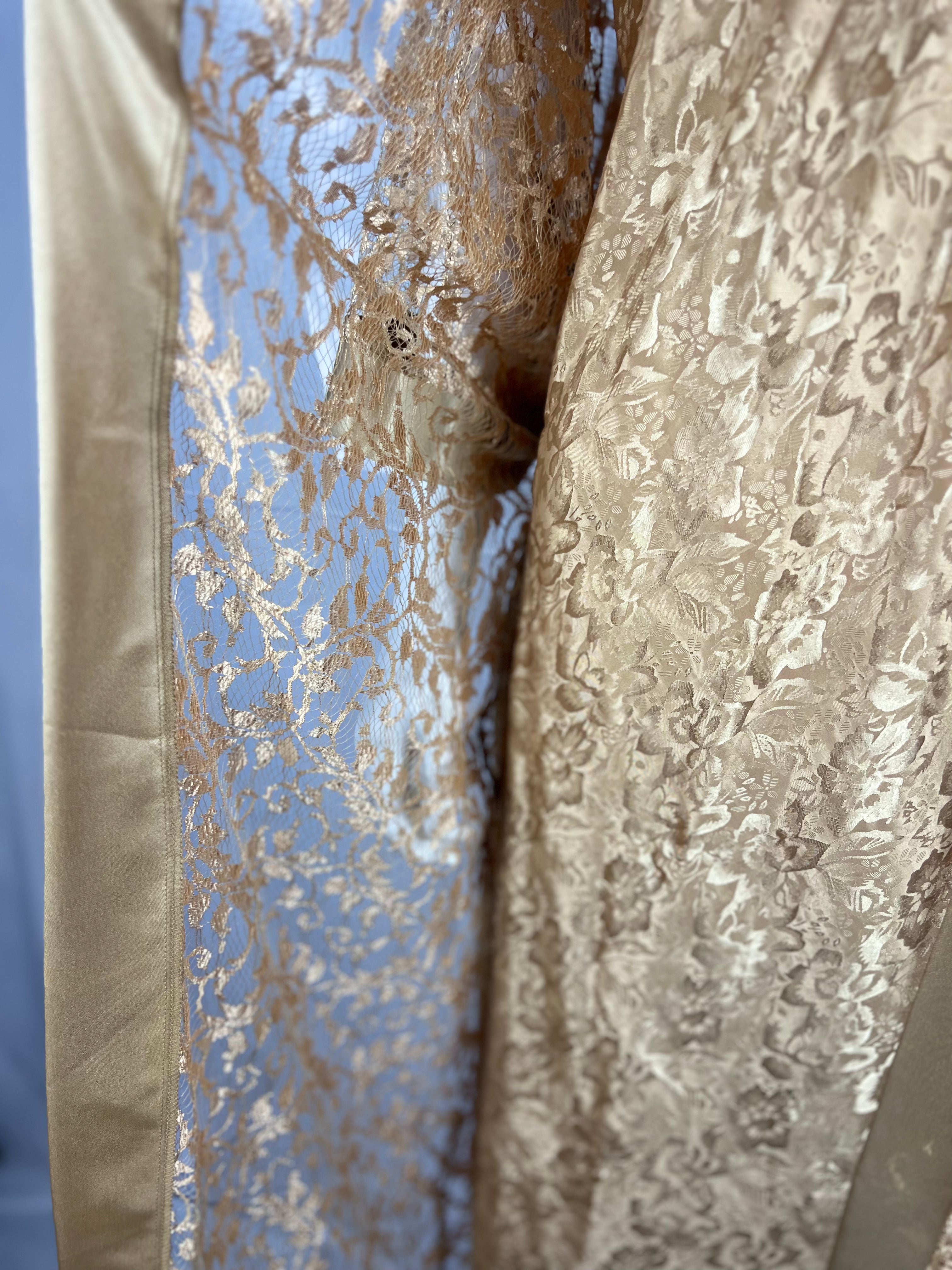 1990's Gold Lace Robe & Gold Satin Nightgown