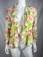 Y2K Pink/Lime Green Ruffle Blouse