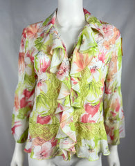 Y2K Pink/Lime Green Ruffle Blouse