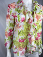 Y2K Pink/Lime Green Ruffle Blouse