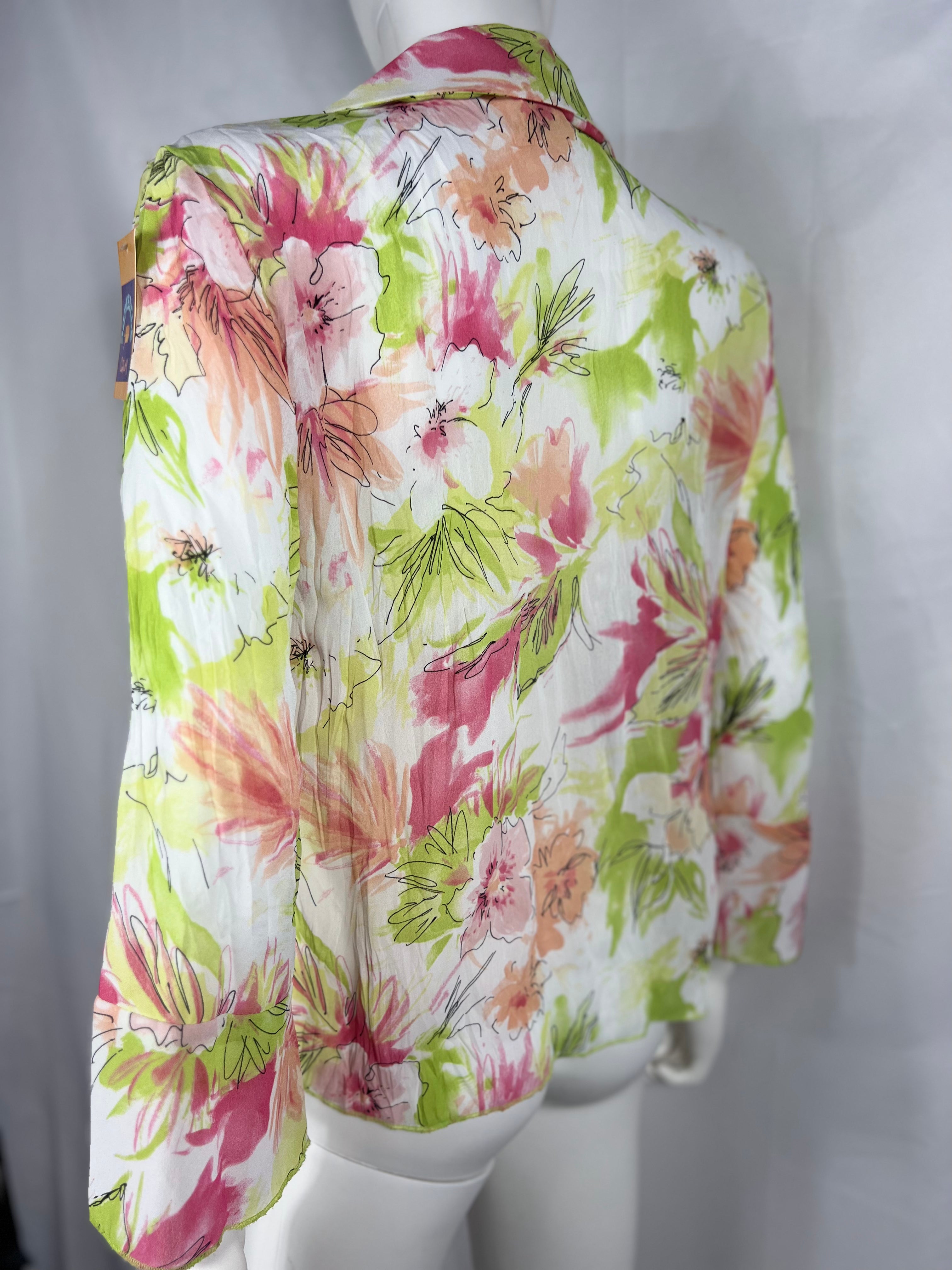 Y2K Pink/Lime Green Ruffle Blouse