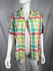 1980's Vintage Pastel Checkered Button Shirt (NWT)