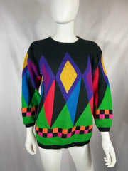 1980-90's Colorful Print Sweater