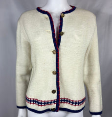1950's Hand Knit Cardigan w/ Uniform Buttons