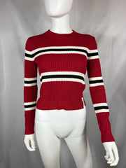 Y2K Red Ribbed Striped Sweater, NWT