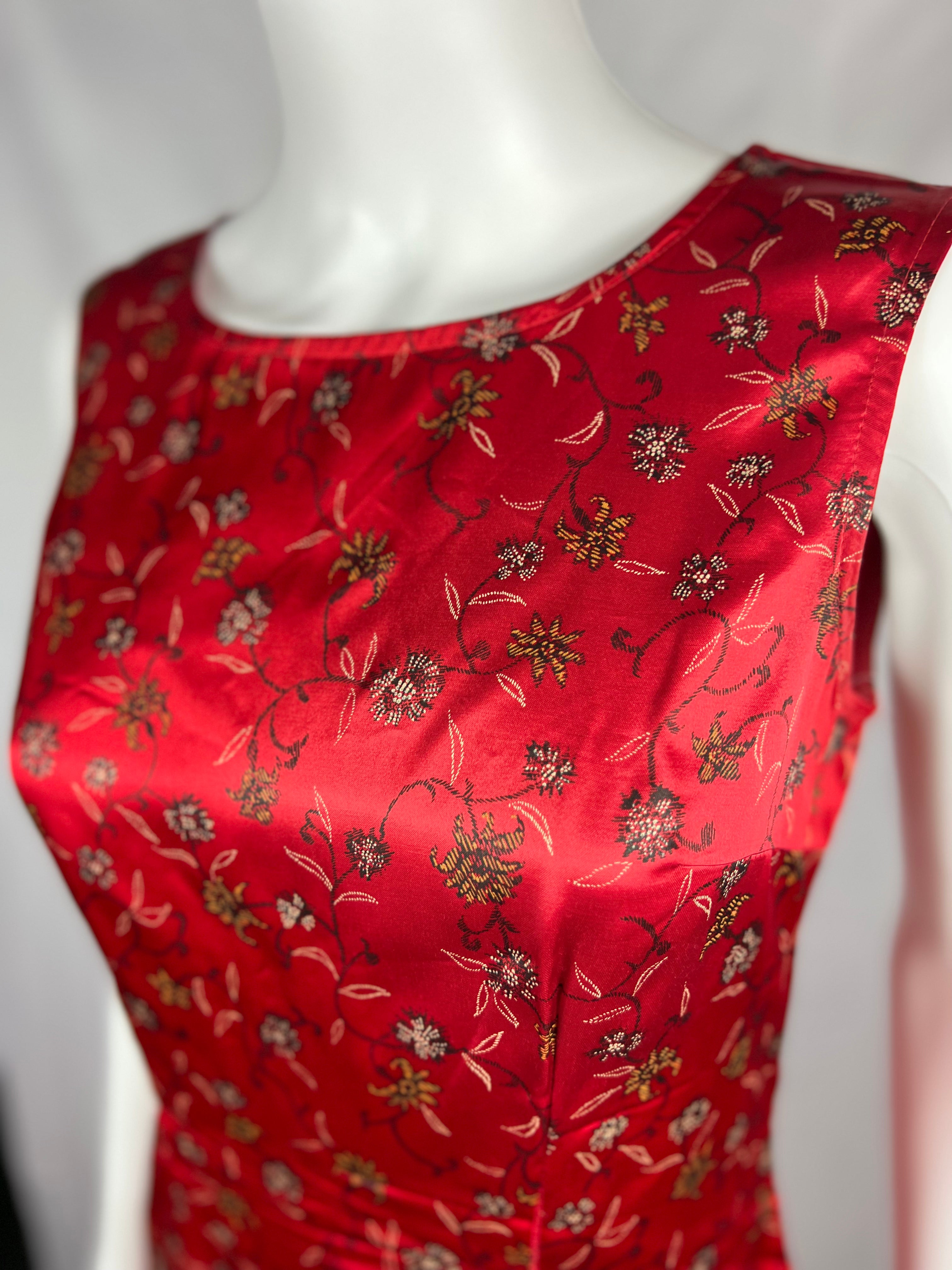 1990's Red Floral Dress