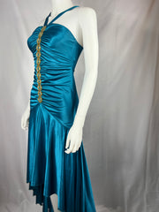 Y2K Teal Formal Halter Dress