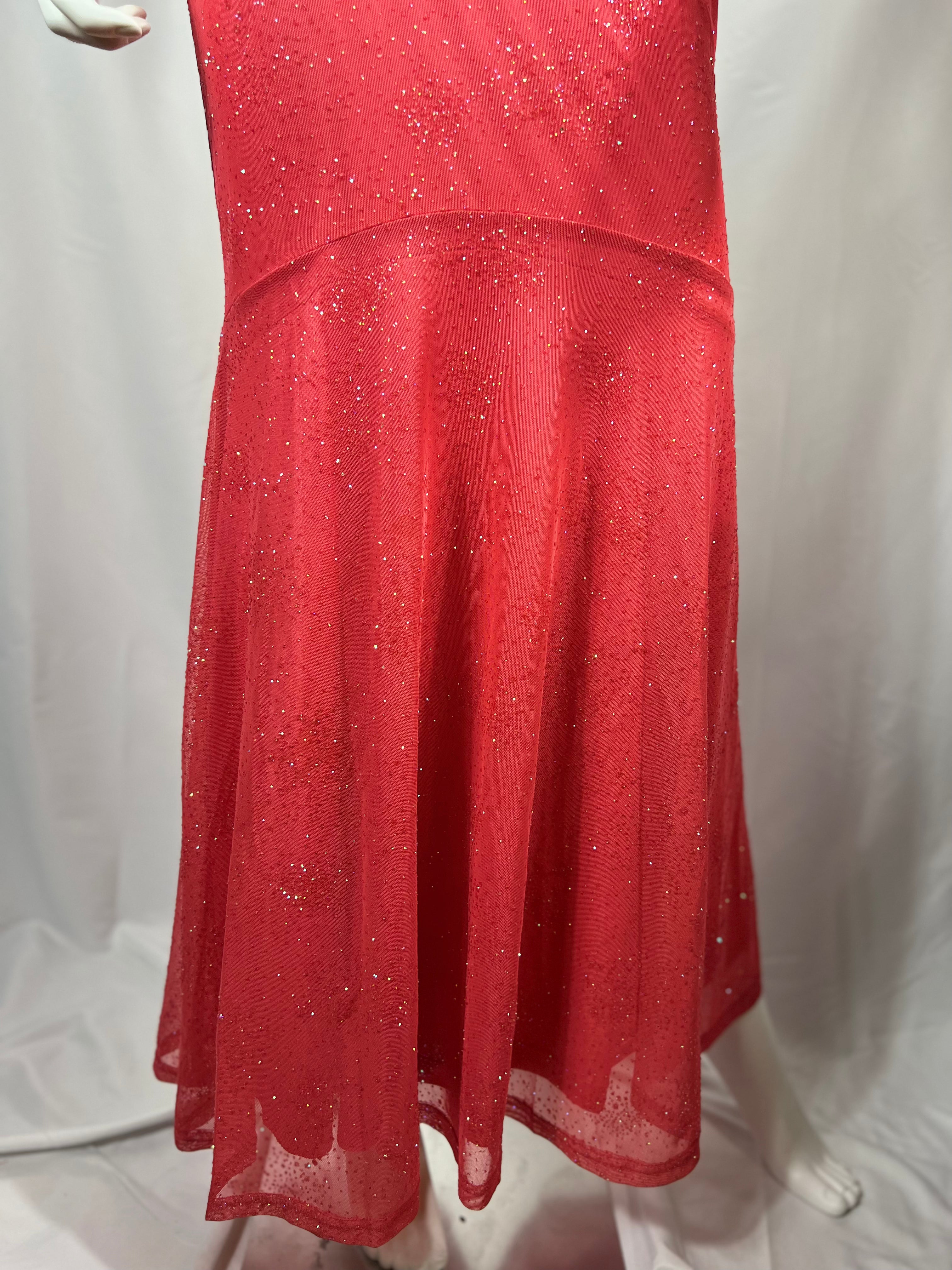 00's Coral Pink Sparkle Gown: Gunne Sax/Jessica McClintock