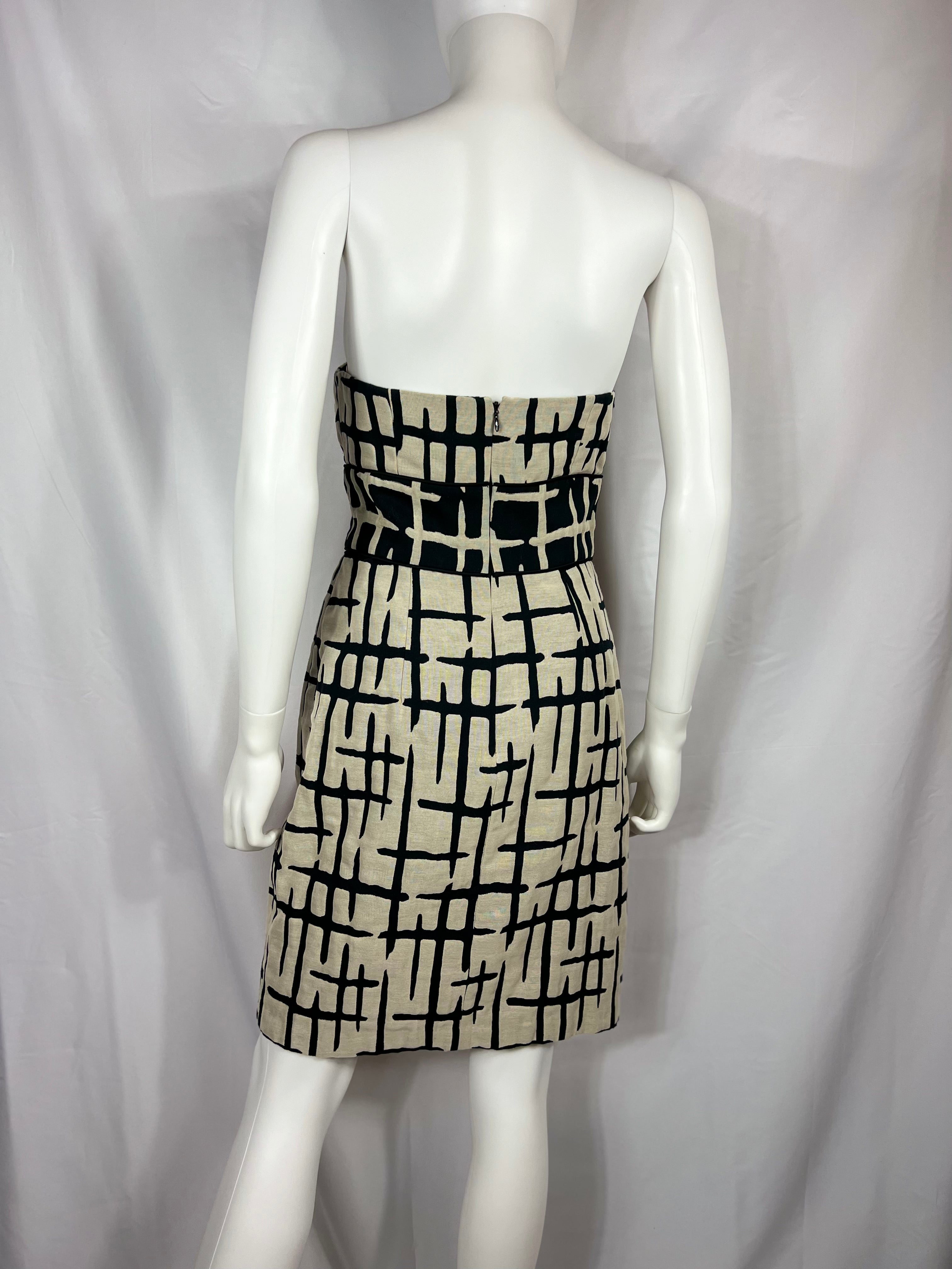 Black & White Print Strapless Dress