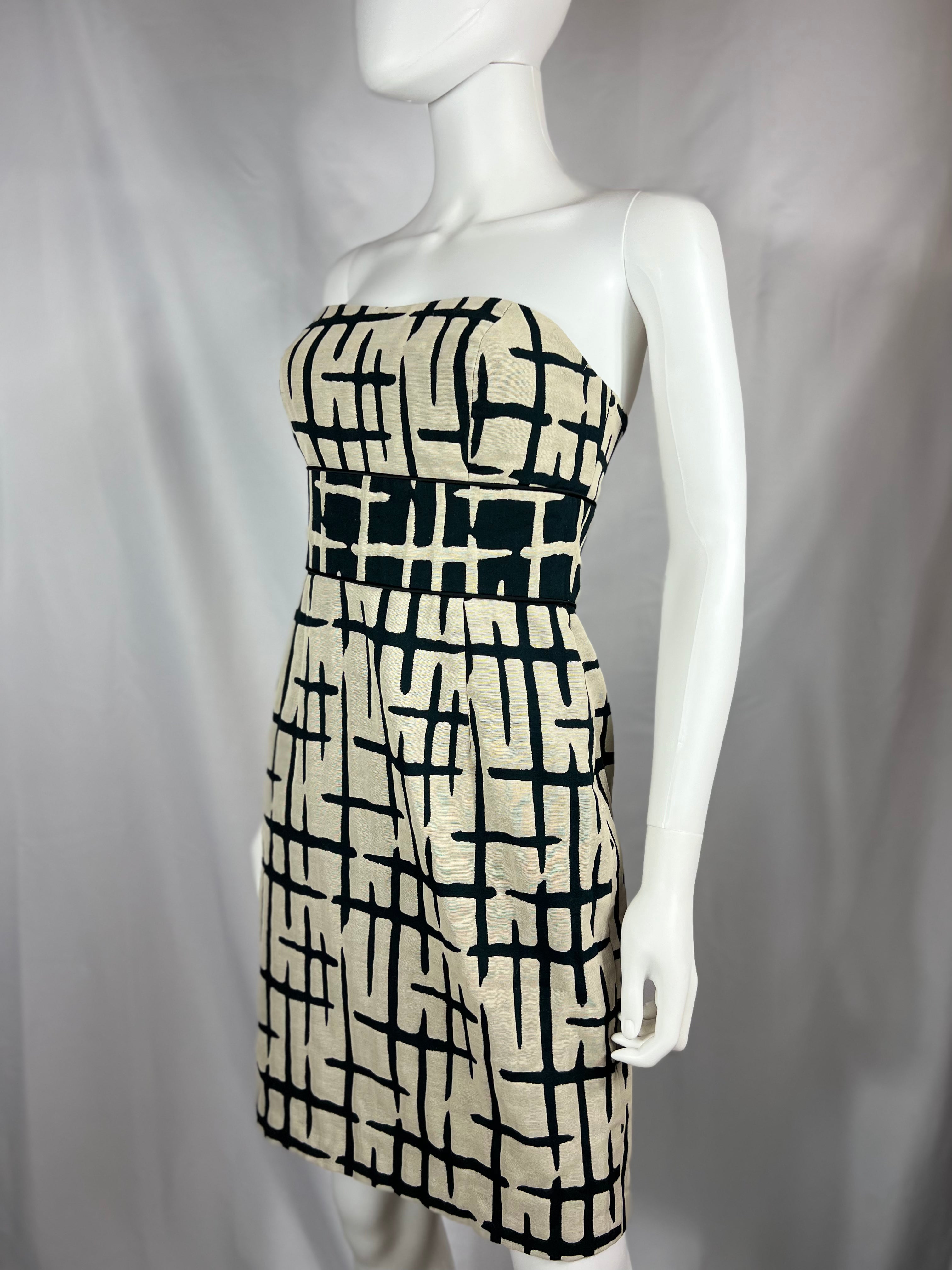 Black & White Print Strapless Dress