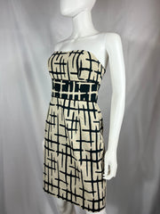 Black & White Print Strapless Dress