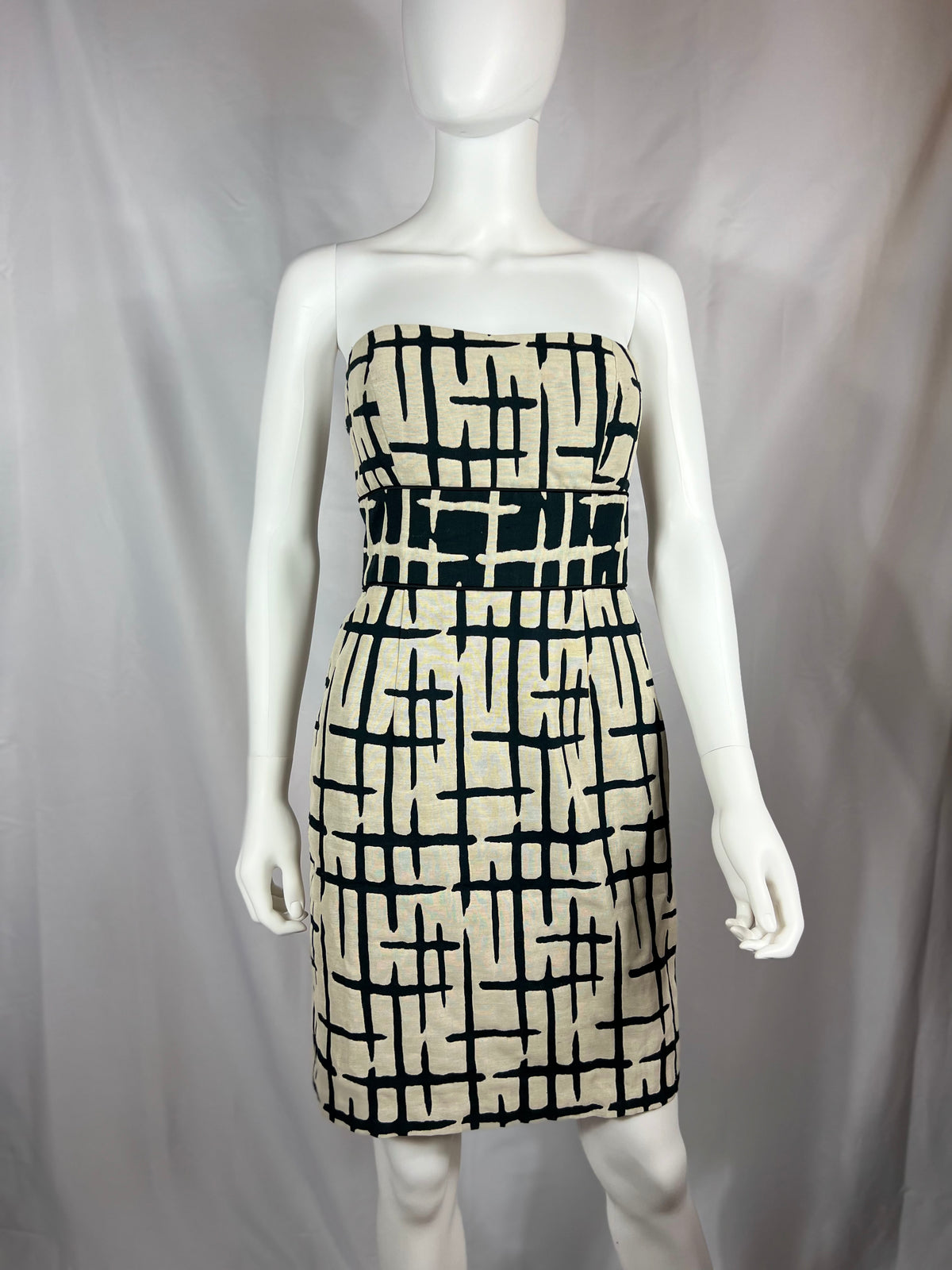 Black & White Print Strapless Dress