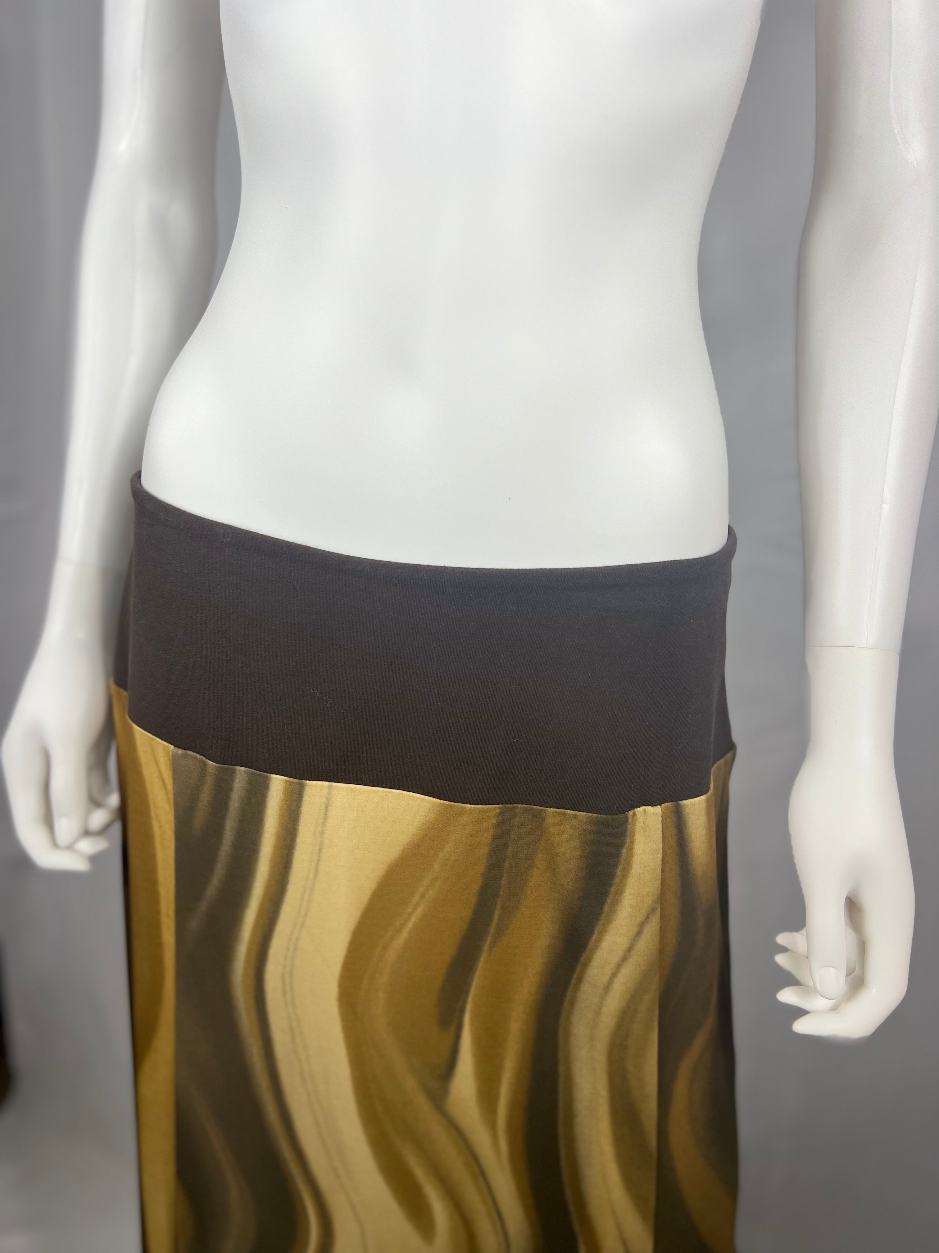 2000's Brown Wavy Slit Skirt