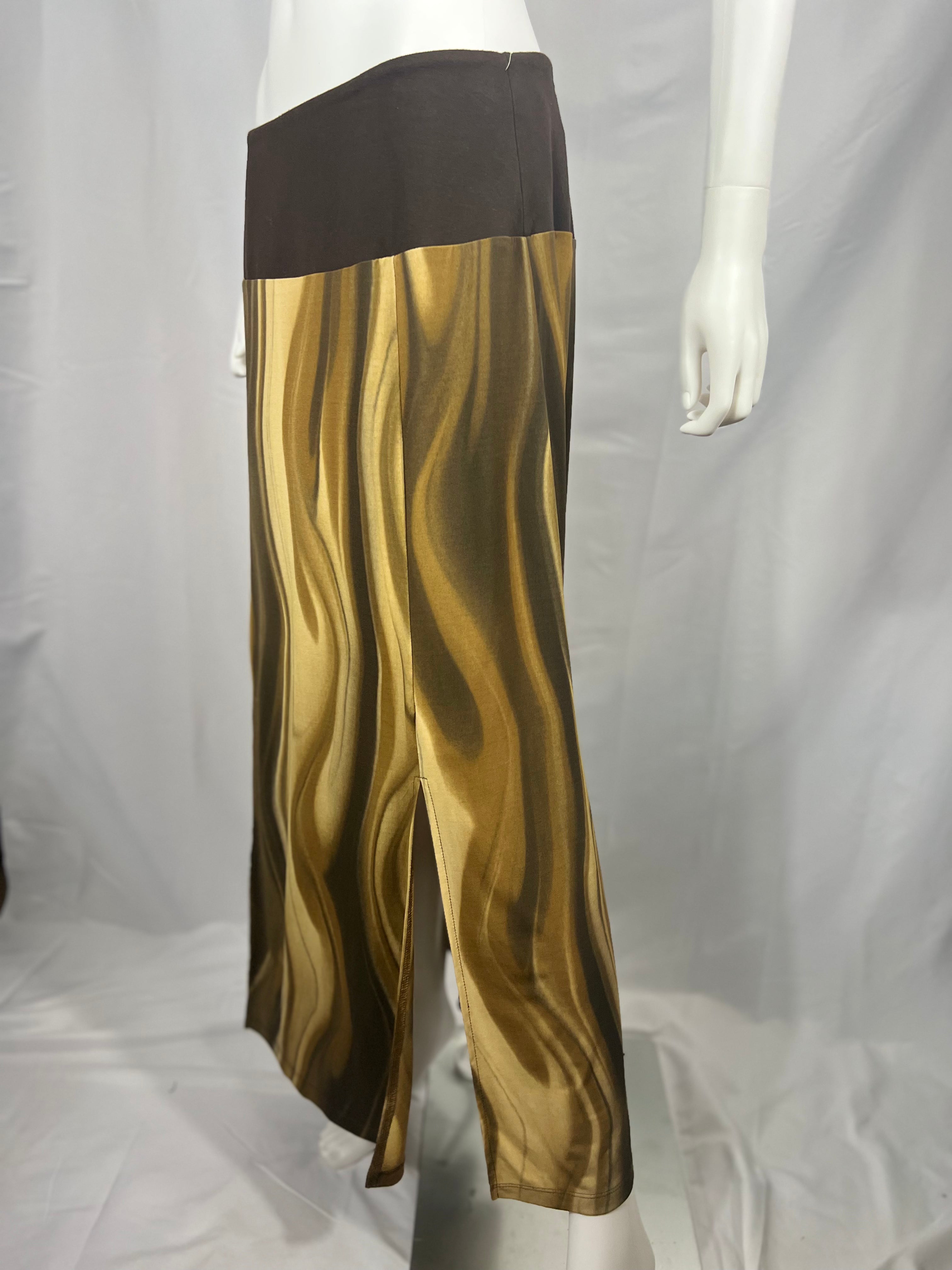 2000's Brown Wavy Slit Skirt