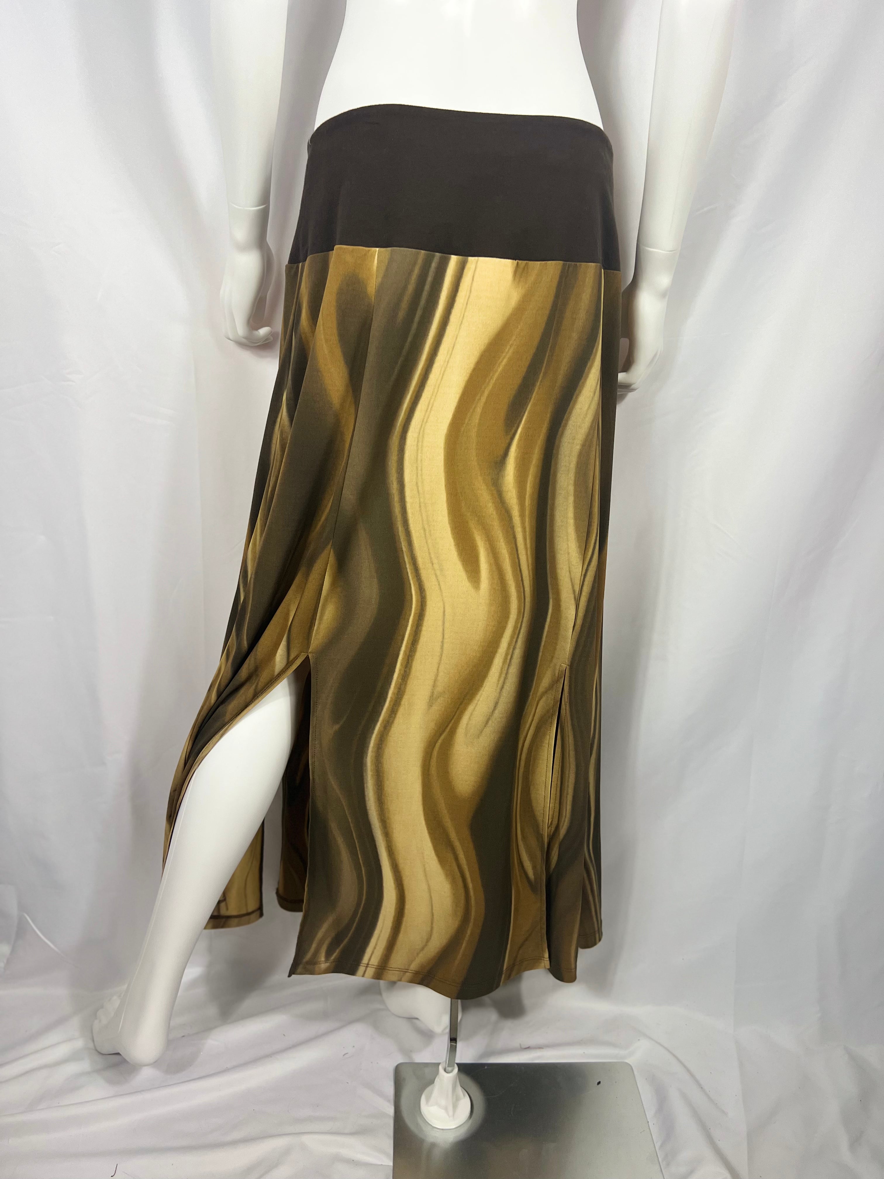 2000's Brown Wavy Slit Skirt