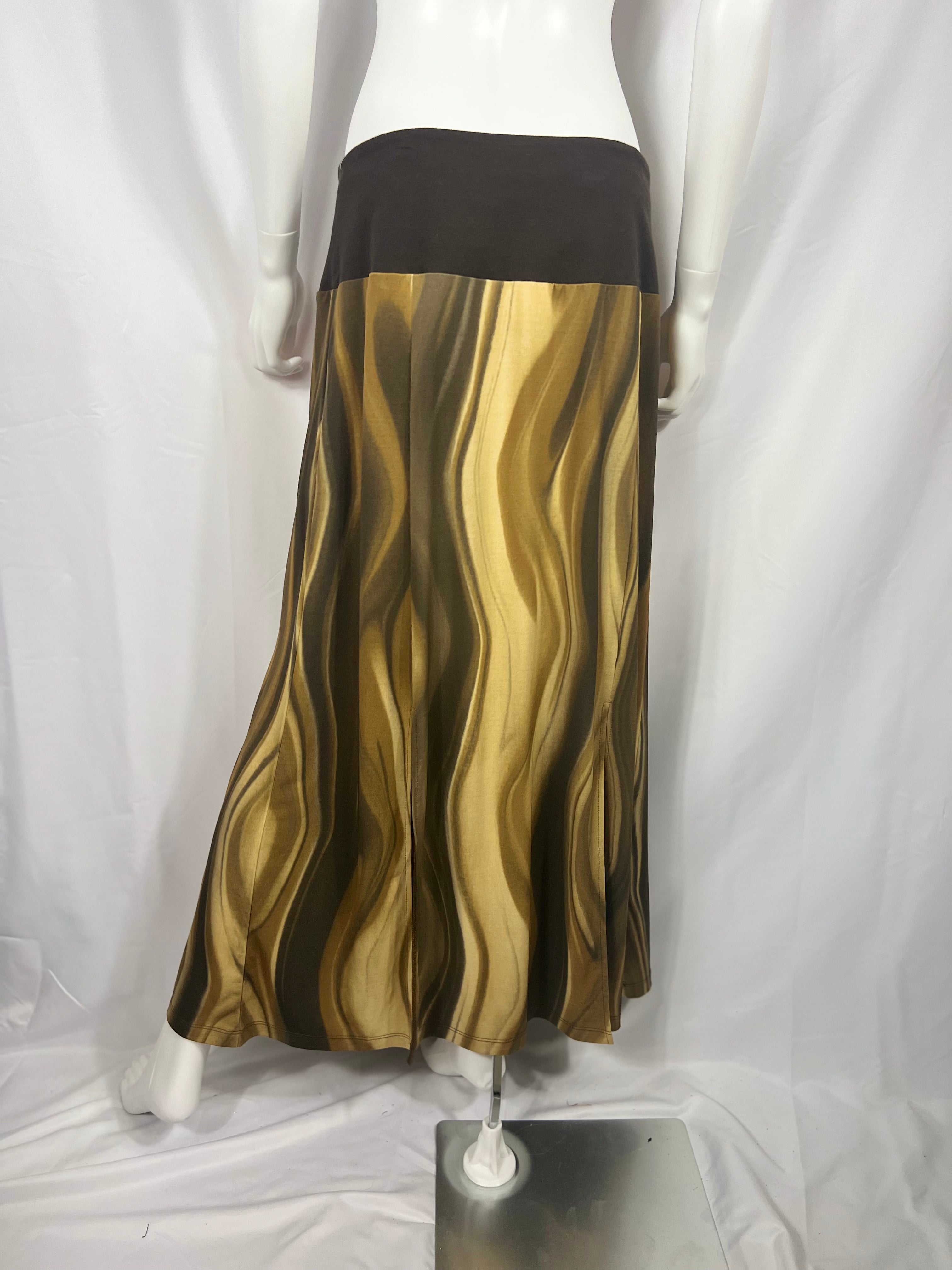 2000's Brown Wavy Slit Skirt