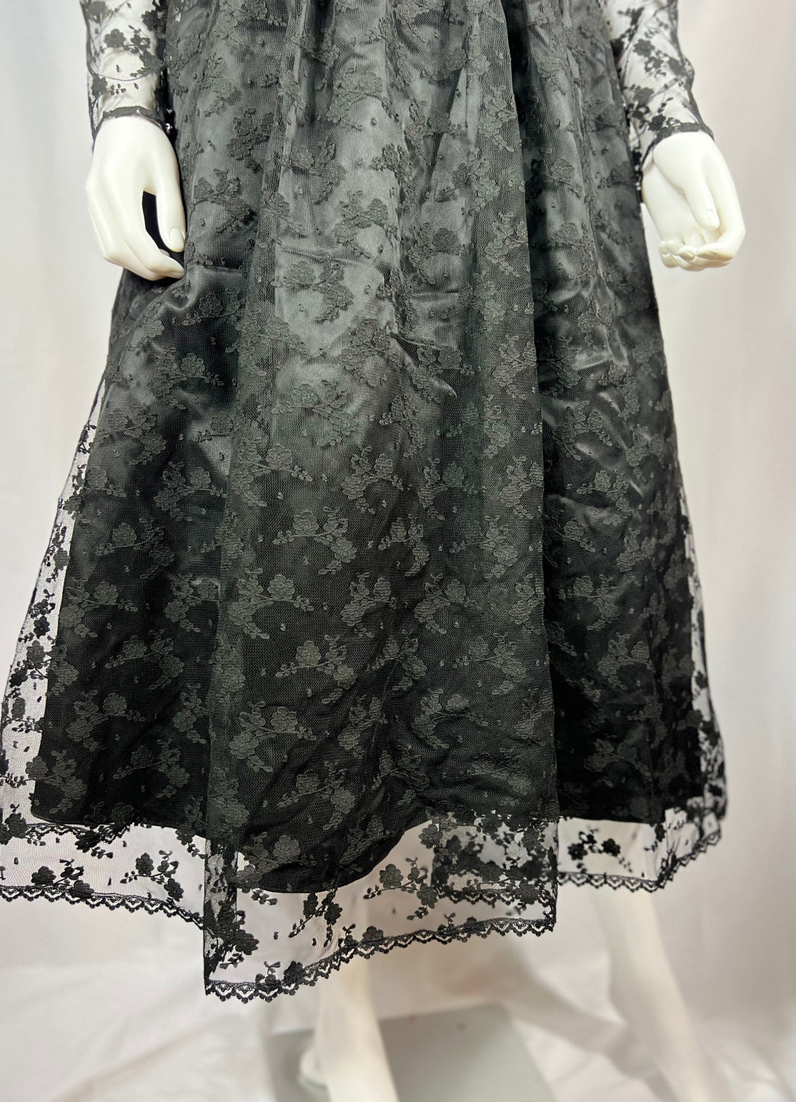 1980's Black Velvet & Lace Dress