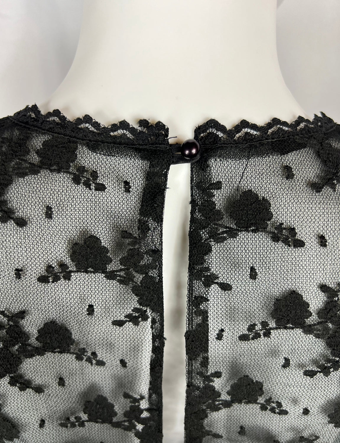 1980's Black Velvet & Lace Dress